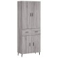 vidaXL Aparador alto madera contrachapada gris sonoma 69,5x34x180 cm
