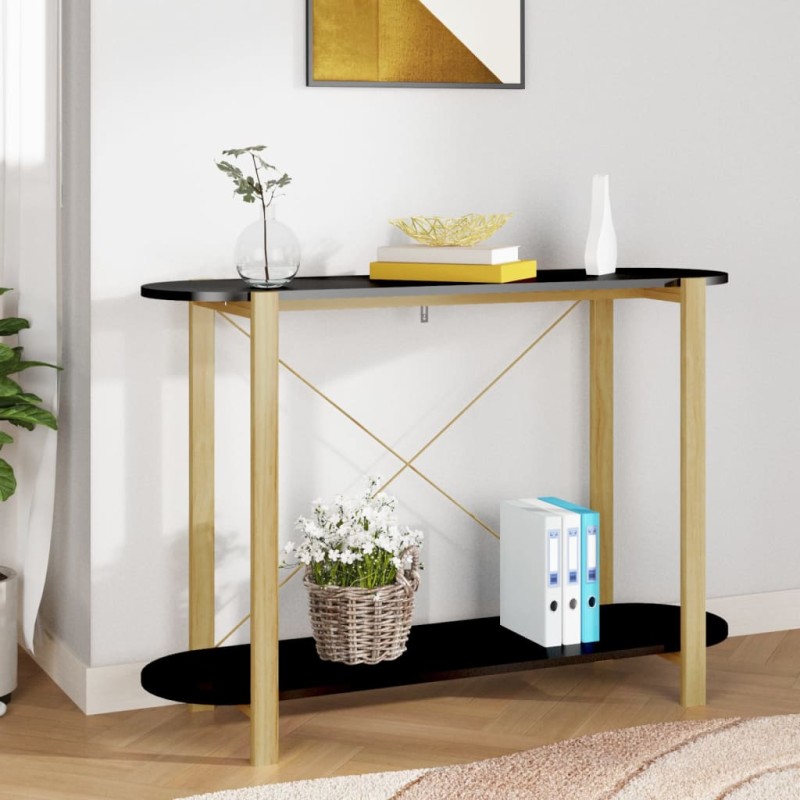 vidaXL Mesa consola de madera contrachapada negro 110x38x75 cm vidaXL Mesa consola de madera contrachapada negro 110x38x75 cm