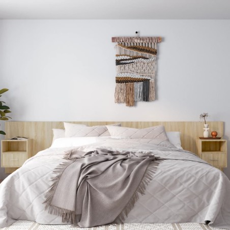 vidaXL Cabecero de cama con mesitas madera contrachapada roble Sonoma