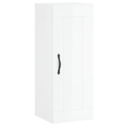vidaXL Armario de pared madera ingeniería blanco brillo 34,5x34x90 cm