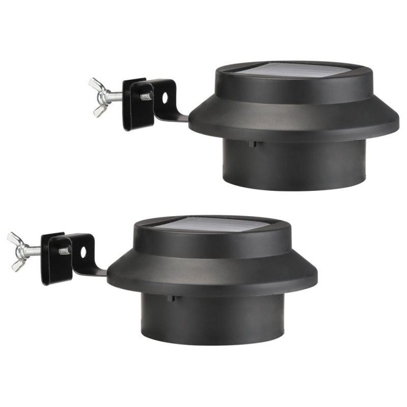 HI Set de luces LED solares para canalones 2 uds negro 