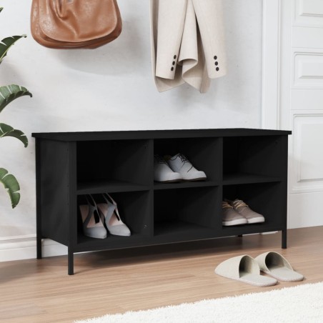 vidaXL Mueble zapatero madera contrachapada negro 100x35x50 cm