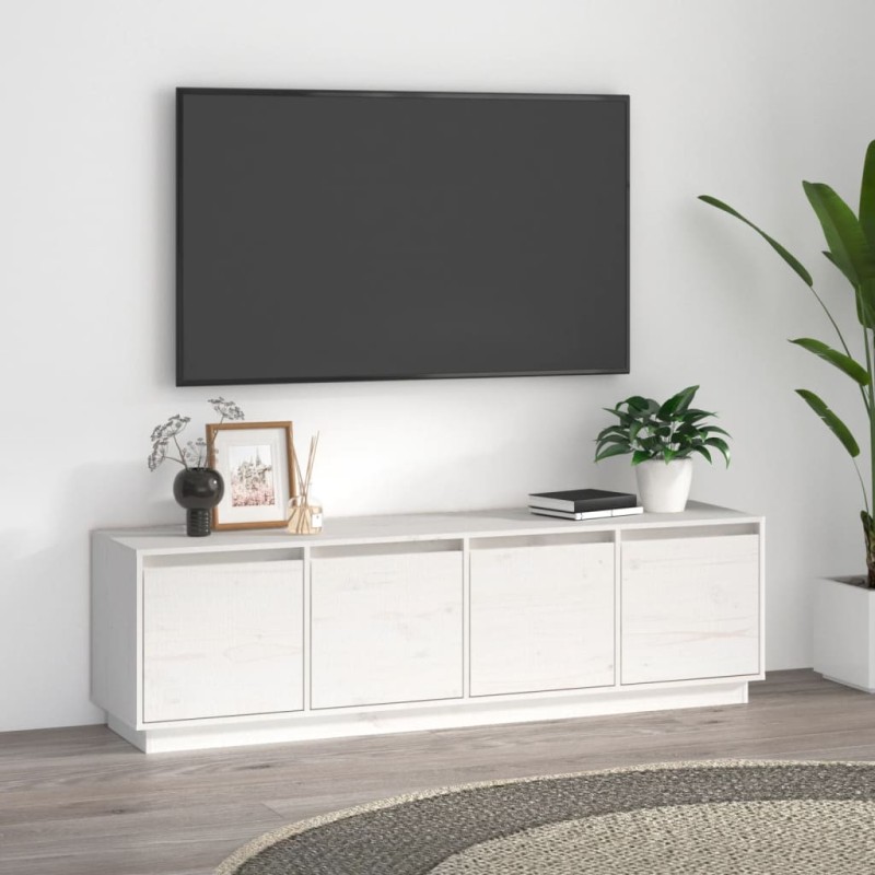 vidaXL Mueble de TV madera maciza de pino blanco 156x37x45 cm vidaXL Mueble de TV madera maciza de pino blanco 156x37x45 cm
