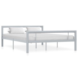 vidaXL Estructura de cama de metal gris y blanco 120x200 cm