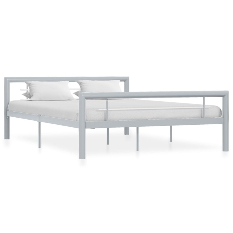 vidaXL Estructura de cama de metal gris y blanco 120x200 cm vidaXL Estructura de cama de metal gris y blanco 120x200 cm