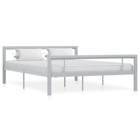 vidaXL Estructura de cama de metal gris y blanco 120x200 cm