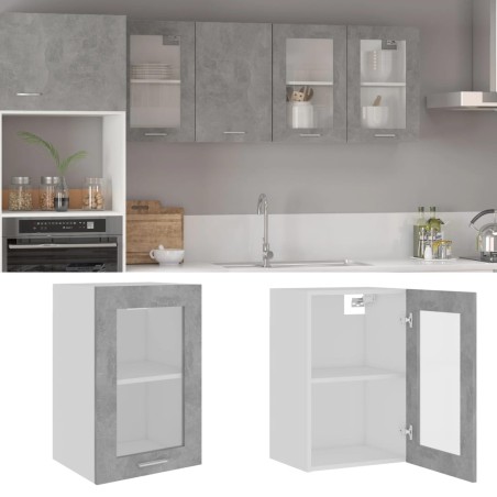 vidaXL Armario colgante cristal contrachapada gris hormigón 40x31x60cm