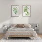 vidaXL Cabecero de cama y mesitas madera contrachapada gris hormigón
