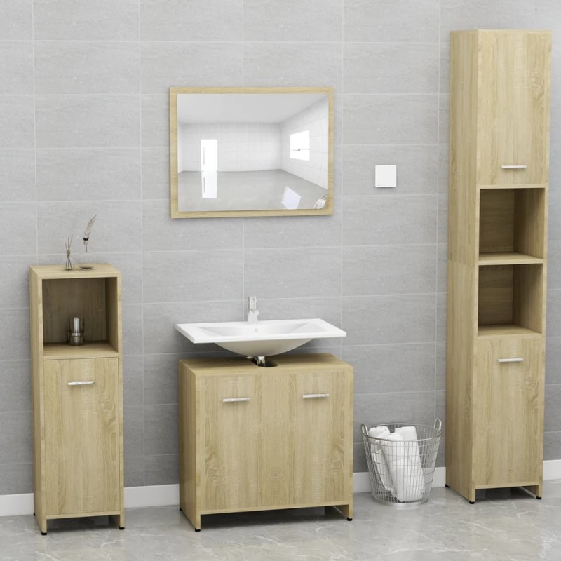 vidaXL Conjunto de muebles de baño contrachapada color roble Sonoma vidaXL Conjunto de muebles de baño contrachapada color roble Sonoma