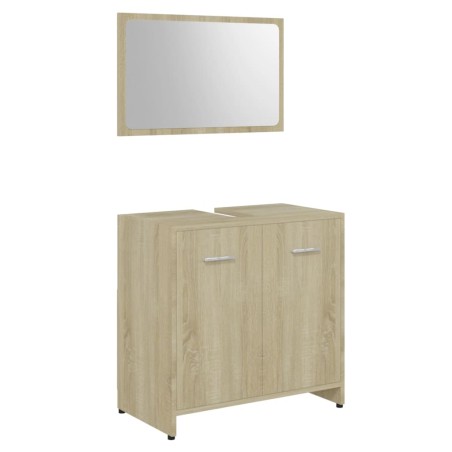 vidaXL Conjunto de muebles de baño contrachapada color roble Sonoma