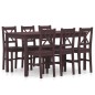 vidaXL Conjunto de comedor 7 piezas madera de pino marrón oscuro vidaXL Conjunto de comedor 7 piezas madera de pino marrón oscuro