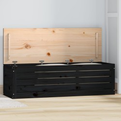 vidaXL Caja de almacenaje madera maciza de pino negro 109x36,5x33 cm