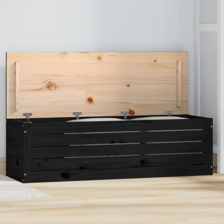 vidaXL Caja de almacenaje madera maciza de pino negro 109x36,5x33 cm