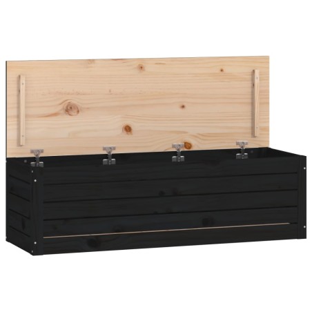 vidaXL Caja de almacenaje madera maciza de pino negro 109x36,5x33 cm