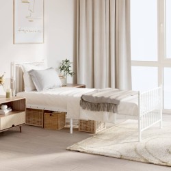 vidaXL Estructura cama metal con cabecero y pie cama blanca 80x200 cm