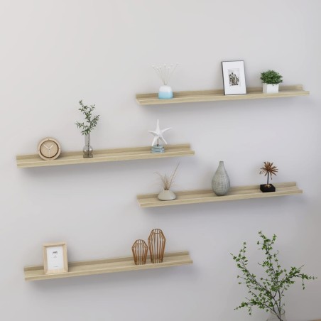 vidaXL Estantes de pared 4 unidades roble Sonoma 80x9x3 cm
