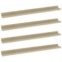 vidaXL Estantes de pared 4 unidades roble Sonoma 80x9x3 cm