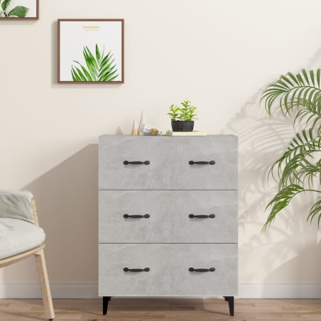 vidaXL Aparador de madera de ingeniería gris hormigón 69,5x34x90 cm