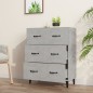 vidaXL Aparador de madera de ingeniería gris hormigón 69,5x34x90 cm