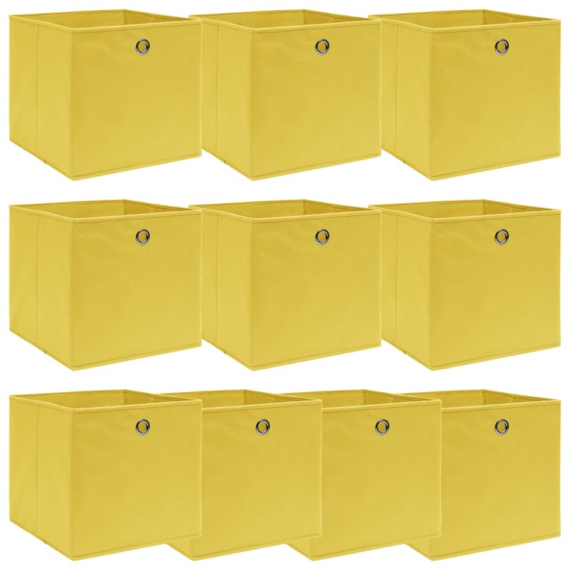 vidaXL Cajas de almacenaje 10 uds tela amarillo 32x32x32 cm vidaXL Cajas de almacenaje 10 uds tela amarillo 32x32x32 cm