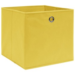 vidaXL Cajas de almacenaje 10 uds tela amarillo 32x32x32 cm