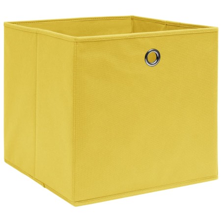 vidaXL Cajas de almacenaje 10 uds tela amarillo 32x32x32 cm