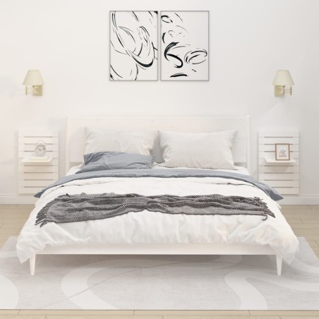 vidaXL Estantes mesitas de pared 2 uds madera maciza de pino blanco