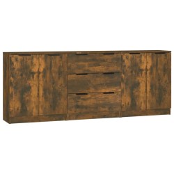 vidaXL Aparador de 3 piezas madera manufacturada color roble ahumado