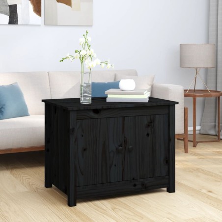 vidaXL Mesa de centro de madera maciza de pino negro 71x49x55 cm