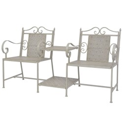 vidaXL Banco de 2 asientos 161 cm acero gris