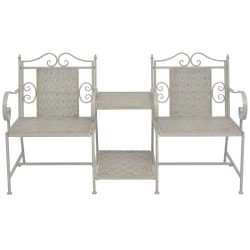 vidaXL Banco de 2 asientos 161 cm acero gris