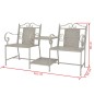 vidaXL Banco de 2 asientos 161 cm acero gris vidaXL Banco de 2 asientos 161 cm acero gris