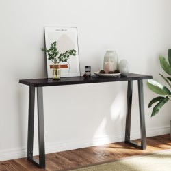 vidaXL Tablero mesa madera tratada borde vivo marrón 140x40x(2-4) cm