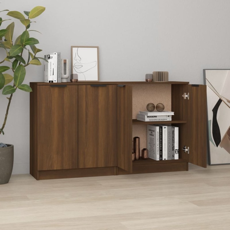 vidaXL Aparadores 2 uds madera contrachapada roble marrón 60x30x70 cm vidaXL Aparadores 2 uds madera contrachapada roble marrón 60x30x70 cm
