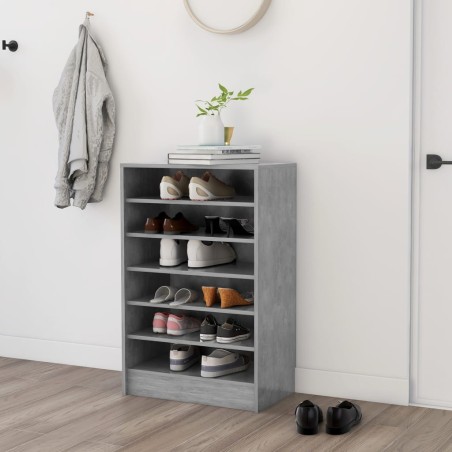 vidaXL Mueble zapatero madera contrachapada gris hormigón 60x35x92 cm