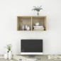 vidaXL Mueble de pared para TV madera contrachapada roble 37x37x72 cm
