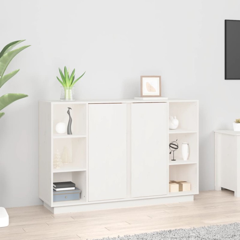 vidaXL Aparador de madera maciza de pino blanco 120x35x80 cm