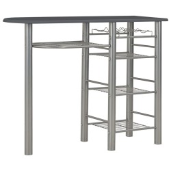 vidaXL Mesa y taburetes de cocina con estantes de madera y acero negro