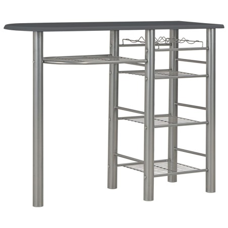 vidaXL Mesa y taburetes de cocina con estantes de madera y acero negro