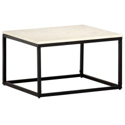 vidaXL Mesa de centro piedra real textura de mármol blanco 60x60x35 cm