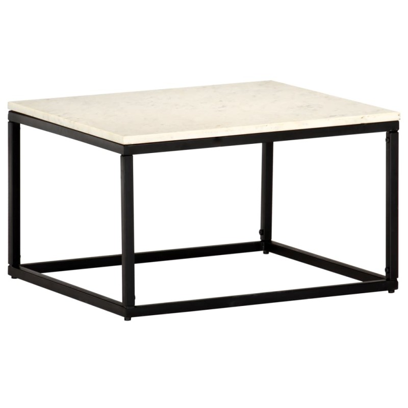 vidaXL Mesa de centro piedra real textura de mármol blanco 60x60x35 cm vidaXL Mesa de centro piedra real textura de mármol blanco 60x60x35 cm