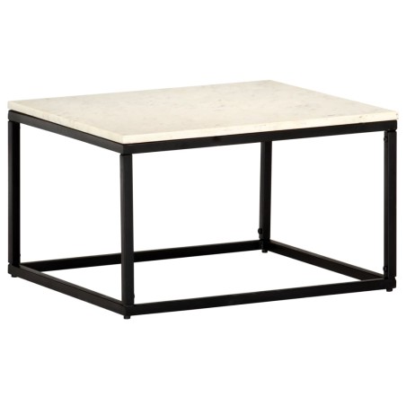 vidaXL Mesa de centro piedra real textura de mármol blanco 60x60x35 cm