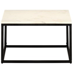 vidaXL Mesa de centro piedra real textura de mármol blanco 60x60x35 cm
