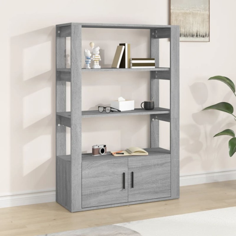 vidaXL Aparador de madera contrachapada gris Sonoma 80x30x119,5 cm vidaXL Aparador de madera contrachapada gris Sonoma 80x30x119,5 cm