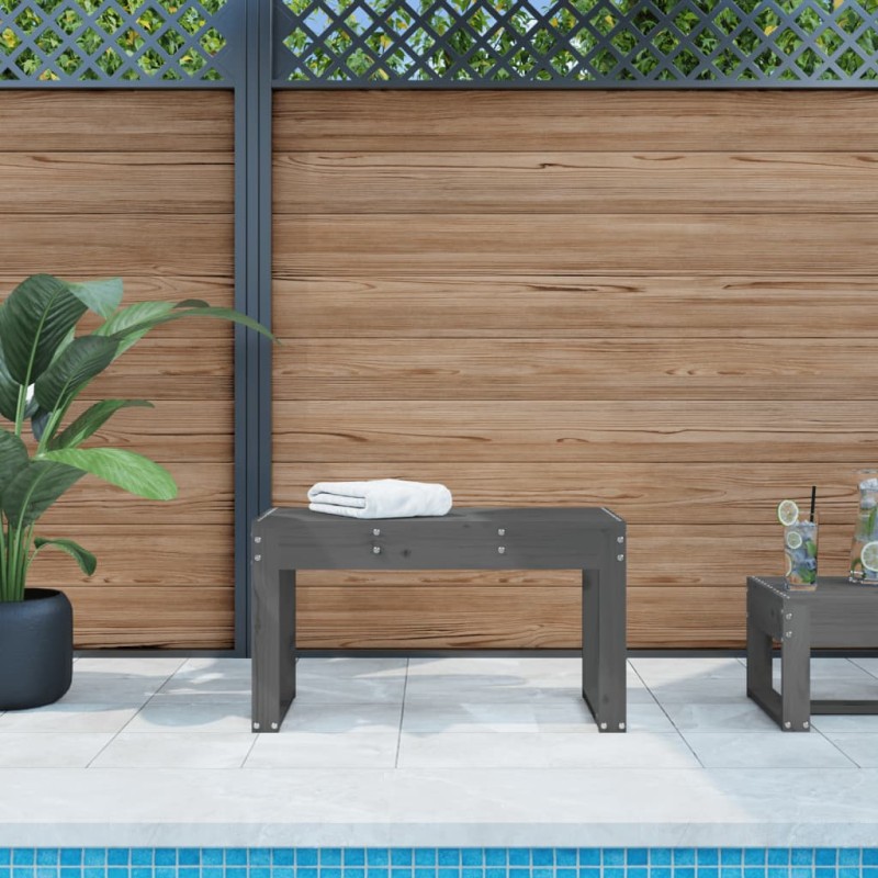 vidaXL Banco de jardín madera maciza de pino gris 80x38x45 cm