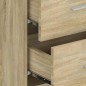 vidaXL Cabecero de cama con mesitas madera contrachapada roble Sonoma vidaXL Cabecero de cama con mesitas madera contrachapada roble Sonoma