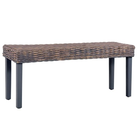 vidaXL Banco de ratán kubu y madera maciza de mango gris 110 cm 