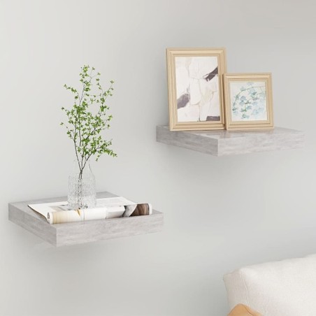 vidaXL Estante flotante pared 2 uds MDF gris hormigón 23x23,5x3,8 cm