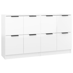 vidaXL Aparadores 2 uds madera contrachapada blanco brillo 60x30x70 cm