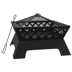 vidaXL Brasero con atizador acero XXL 50 cm